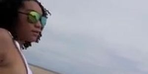 A day in the beach makes amateur ebony teen horny as hell