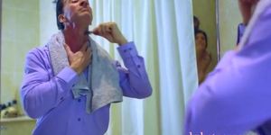 Hot Lucia sucks dick in the bathroom (HORNY DUO, Lucia Love)