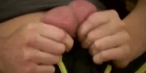 Solo hunk jerking his rough dick until cum