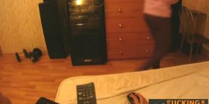 Petite chic strips and sucks dick