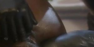 Ebony in leather fisted and ass fucked