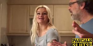 Tattoed blonde Jakki Louise gets fucked by guys big fat dick