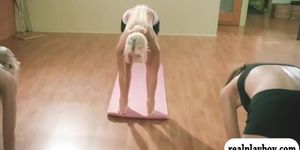 Yoga session with busty yoga instructor to stay fit