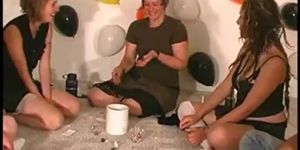 Girls playing with a guy on truth or dare