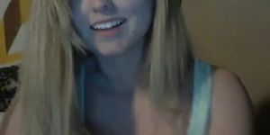 Blonde teen shows her pussy front the webcam - video 1