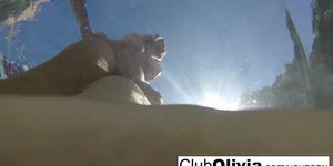 Olivia Austin has fun in the pool