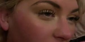 College slut takes hot facial tied up