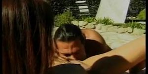 Gorgeous asian with perfect tits gets fucked by big dick out by the pool
