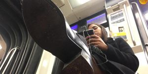 candid booty with dirty boots pov