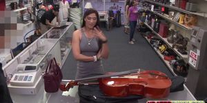 Brazilian lady pawned her tight pussy to the pawnmans dick