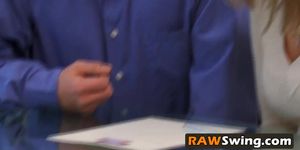 Softcore steamy sex between swapped swinger couples.