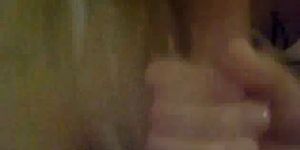 Cute blonde teen giving a blowjob