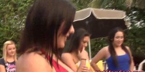 Clothed cfnm babes suck cock - video 2