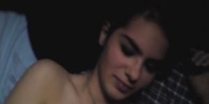 Brunette Babe With Amazing Boobs Jerks His Cock And Cumswallow