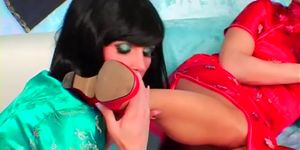 Tied up slut gets cunt licked