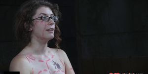 Bound slave punished with pole before flogged