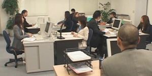 Jap office babe tied up to the chair and banged at work