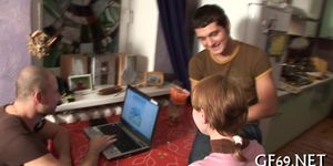 Teen having threesome - video 22