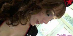 Booby tranny gets her asshole wrecked by bald guy on the bed (Kylie Maria)