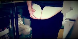 Step mother fucked through panties in the kitchen by step son on hidden camera