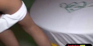 Pretty teen asian ladyboy gives a POV blowjob and fuck