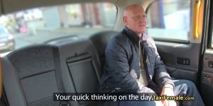 Female taxi driver fucks lucky dude