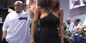 Black girls stripping, flashing, and getting their breasts painted