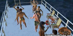 Foxy 3D cartoon blonde babe getting fucked on a boat