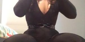 Svetlana (female mask fetish, trans, rubber cock, crossdressing, high heels, mask, transformation)