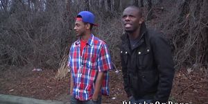 BLACKS ON BOYS - Sam Tyson Handles Two Black Cocks