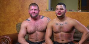 BDSM sub suspended and cock jerked by hunk
