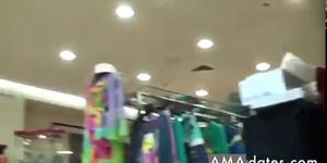 Pretty girl Upskirt at shoe store