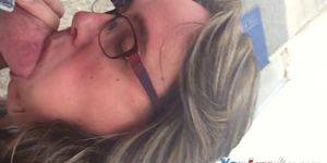 Sucking cock in the alley