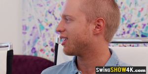 Hannah and JJ head to the backyard for steamy foreplay with other couples