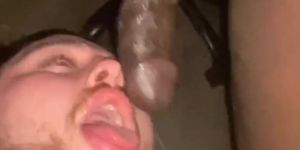 White dude sucks fucks my black cock like a good boy