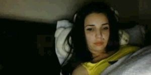 Sexy busty brunette teen masturbates on the bed - video 2