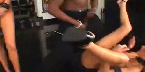 Two Blondes' Bald Pussy Is Hard Fucked By A Big Black Cock