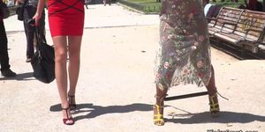 Ebony slave gets lezdom in public (Sunny Star, Tina Kay)