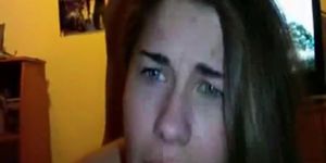 Some bitch fucked at home in front of webcam, making some crazy faces!!!
