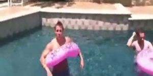 Straight boys Dean & Gabriel fuck outside by the pool on home video.