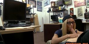 Hot babe with glasses screwed by perverted pawn keeper