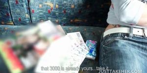 Teeny flashing sexy tits for cash in a train (A. Train)