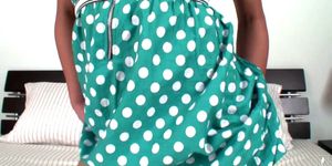 FEMBOY FEVER - Redhead femboy in polka dot dress masturbates till cumshot