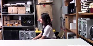 Tiny Asian teen thief caught by dirty big dick mall cop (Jasmine Grey)