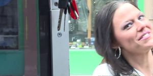 Lovely amateur tastes hot jizz in public