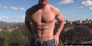 BIG DICKS AT SCHOOL - Muscle hunk masturbates and drops cream loads - video 1