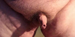 Fat boys tiny penis being pushed around while standing up (Just Me)