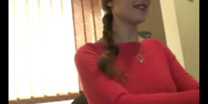 amazing milf  in office secret camshow - flashing boobs