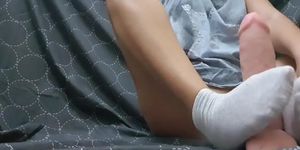 Cumshot slow motion. Hot footjob