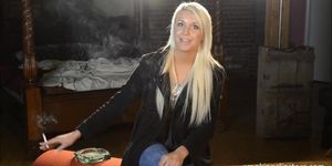 Gorgeous blonde girl Chloe smoking sexy